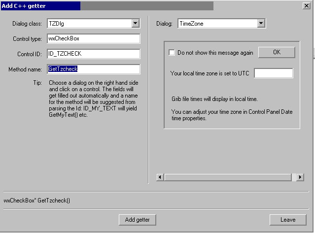 The Add C++ Getter Dialog